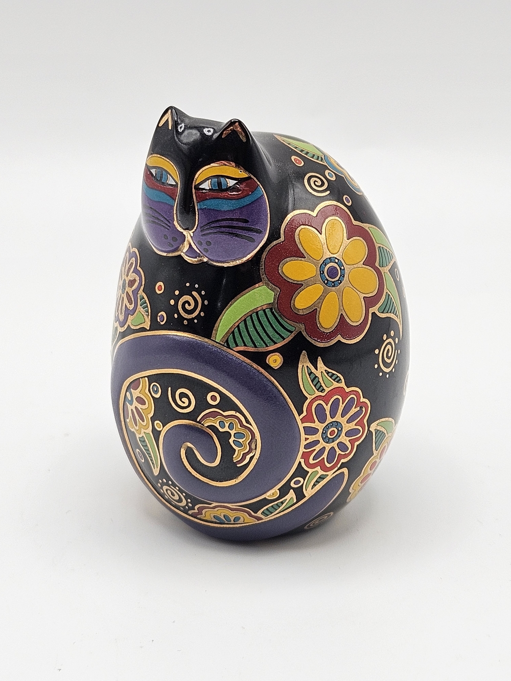 VINTAGE Laurel Burch Flowering Feline Ceramic Cat Figurine 1996 Numbered B3844
